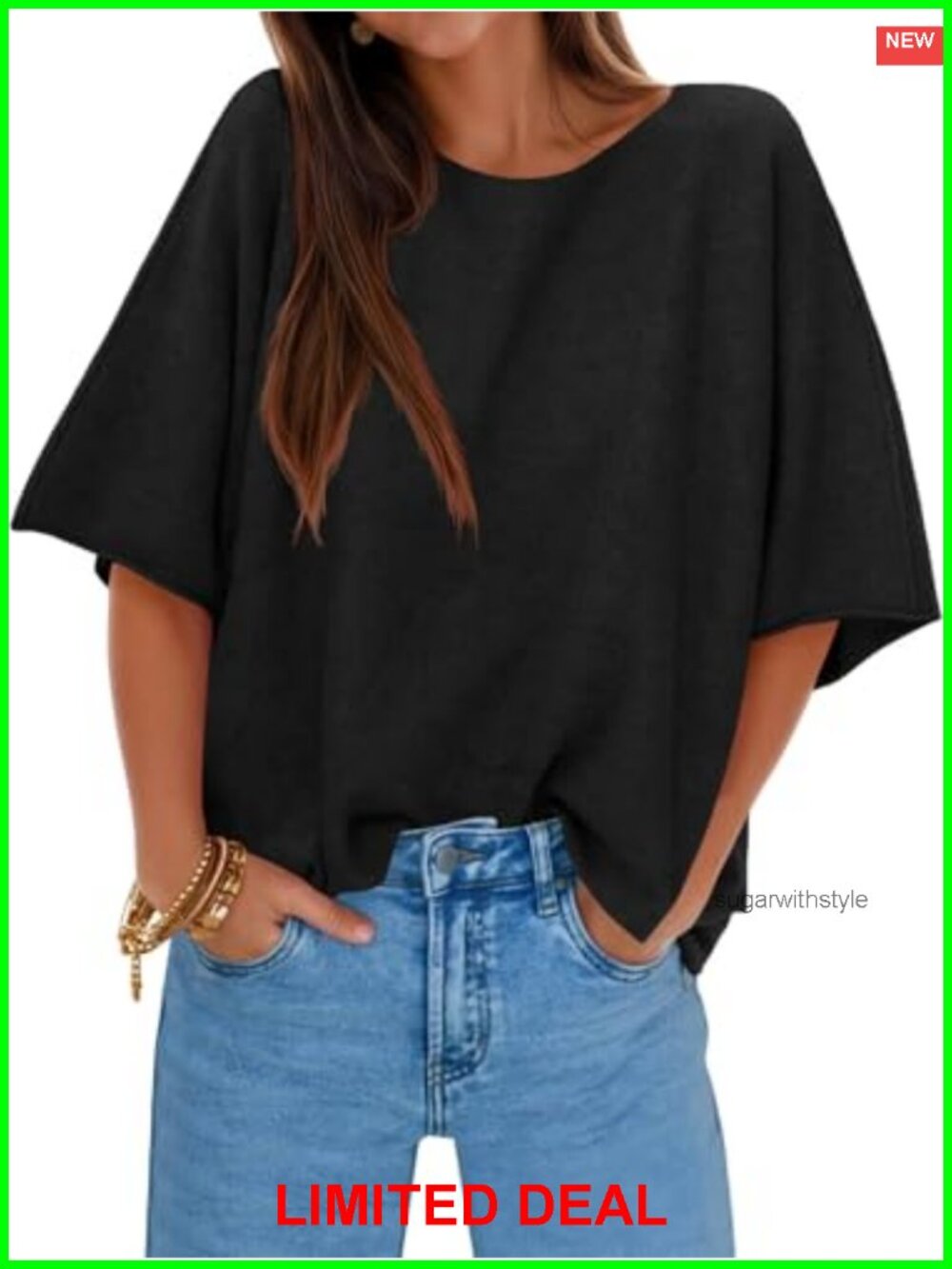 Oversized Short Sleeve Knit Sweater Pullover Boat Neck Casual Fall Top